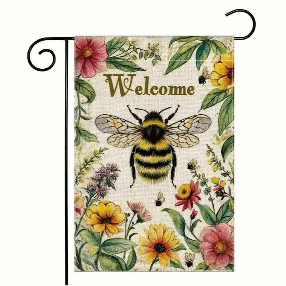 Colorful Bumble Bee Welcome Garden Flag Double Sided 12" x 18" NEW! Home & Garden:Yard, Garden & Outdoor Living:Décor:Flags Style Your Walls